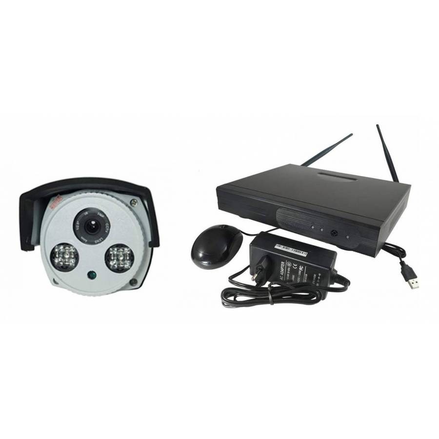 Kit Supraveghere Si Securitate Profesional Klausstech, Wireless, 4 Camere Incluse, Compatibil Ios, Android & Pc, Functie Nightvison, Usor De Instalat Si Montat, Design Modern, Alb&negru