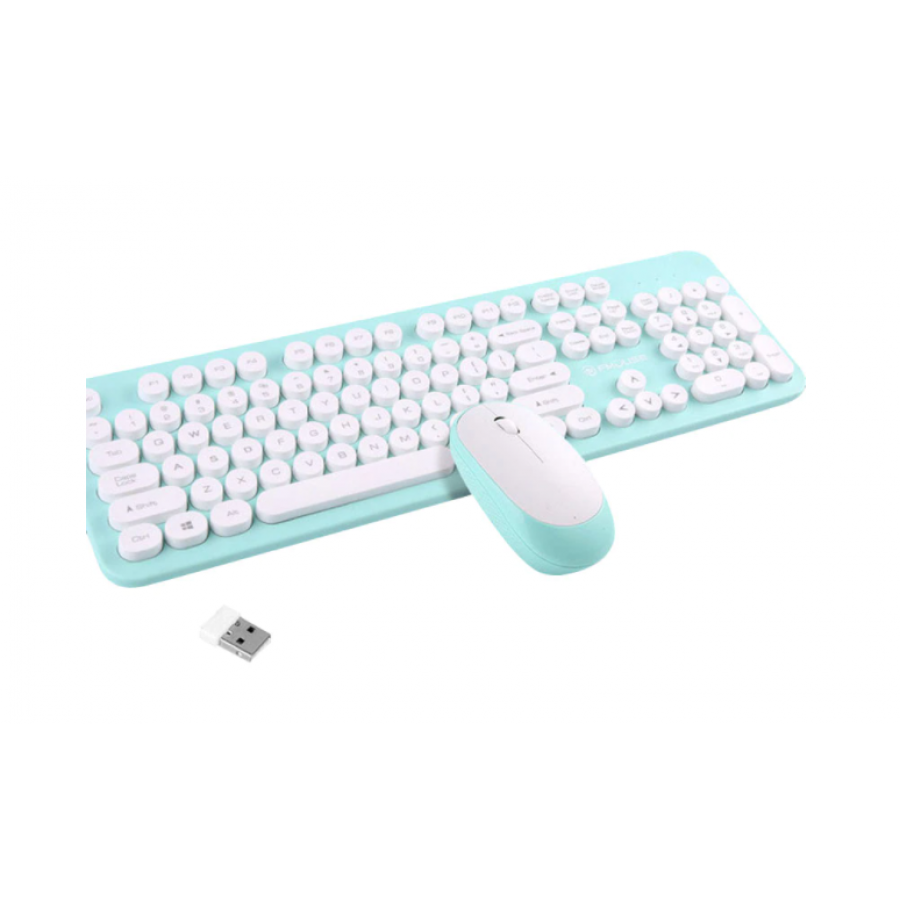 Kit Tastatura Si Mouse Klausstech, Wireless, 2.4 Ghz, Design Ergonomic, Usor De Folosit, Fara Fir, Nano Receptor, Butoane In Forma Rotunda, Albastru