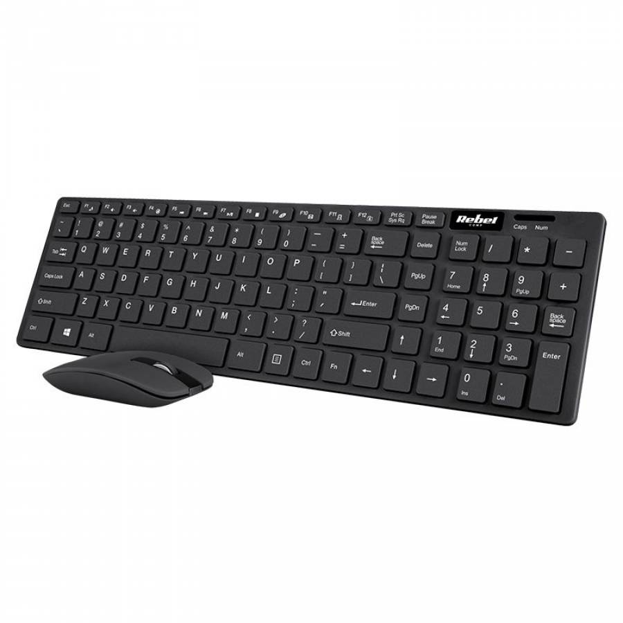 Kit Tastatura Si Mouse Wireless Rebel Xy-655 , Rezolutie 1200 Dpi, Mouse Optic , Taste Cu Membrana , 101 Taste, Indicatori Led Num Lock, Caps Lock, Scrool Lock,negru