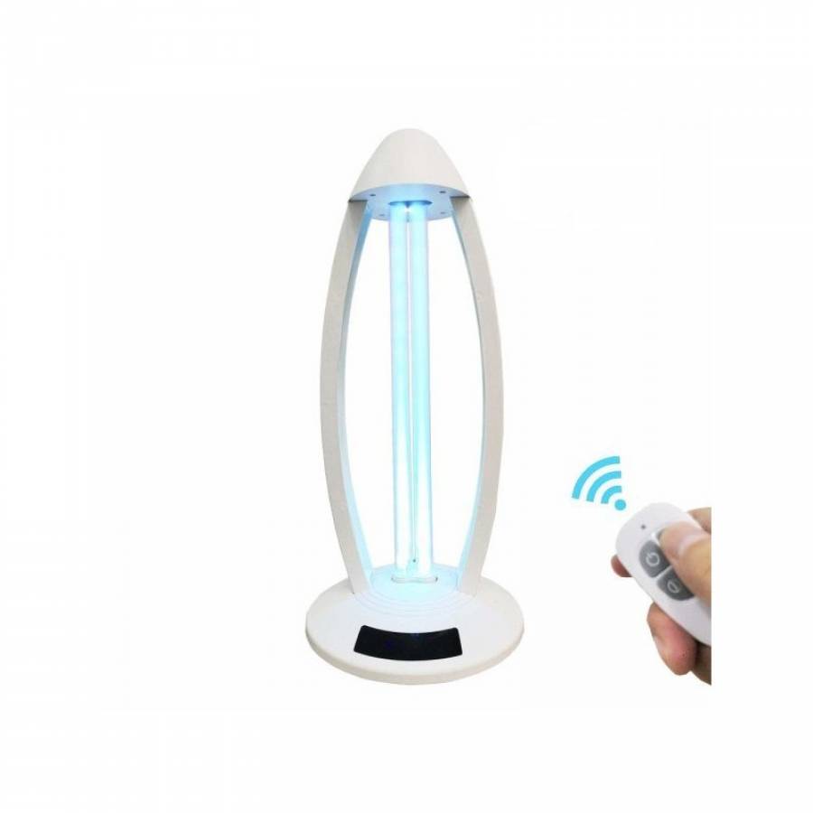 Lampa Bactericida/germicidala KlaussTech, Sterilizare Cu Ultraviolete, 38w, Tecomanda Inclusa, Dezinfecteaza Aerul, Alba