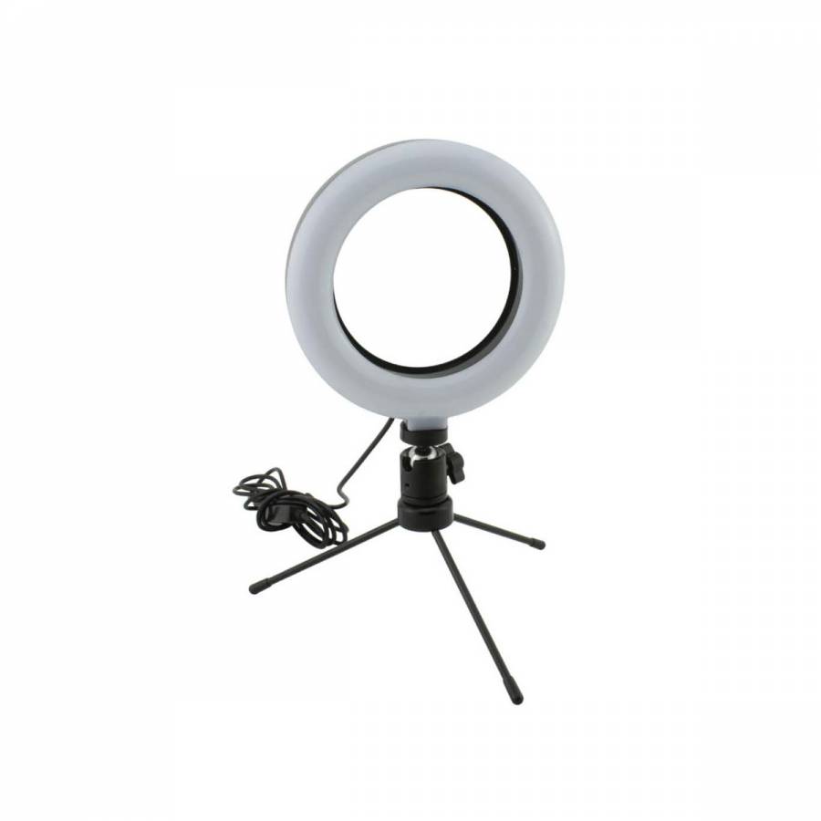 Lampa Circulara Klausstech, 15w, 10, Suport Pentru Telefon, Trepied, Telecomanda Si Usb, 120 Led-uri, Video, Photo, Make-up, Neagra