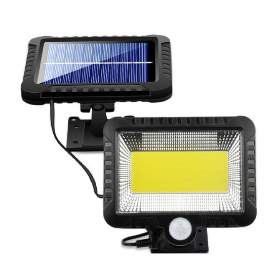 Lampa De Perete Cu Incarcare Solara Klausstech, Protectie Ip54 Rezistenta La Apa, Lungime Cablu 5 Metri, Senzor De Miscare, Material Abs, Compacta, Negru