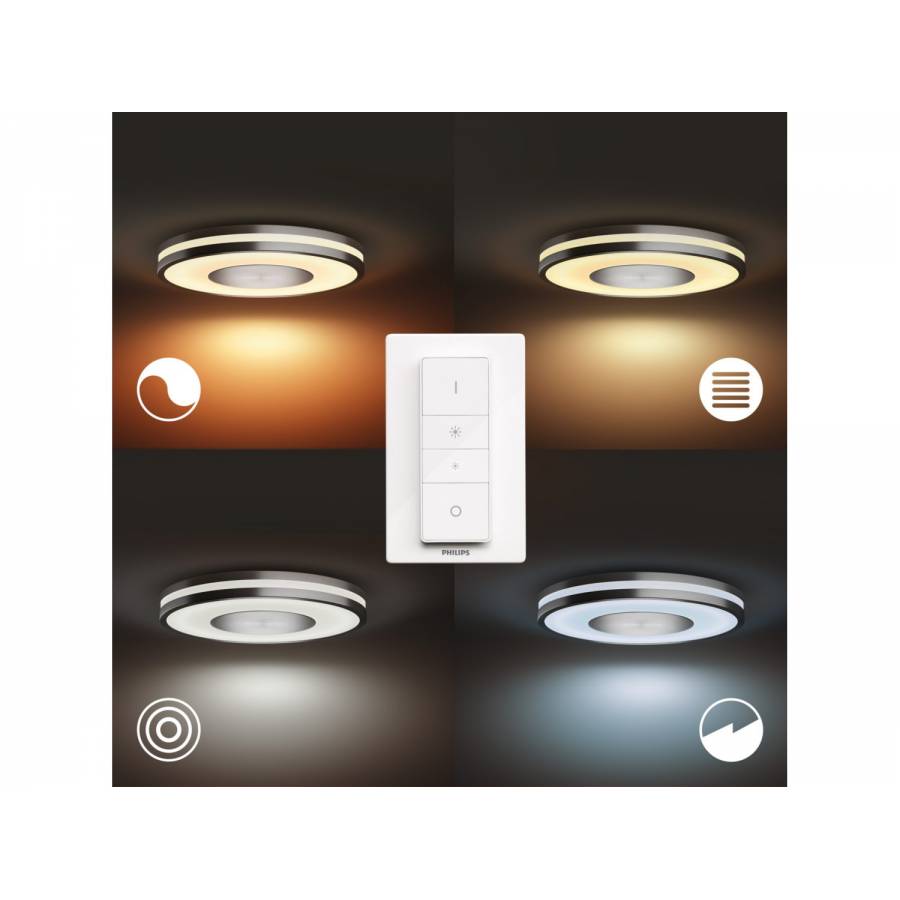 Lampa De Plafon Led Philips Cu Ambianta Alba, Control Bluetooth, Material Metal, Zigbee Light Link, Eyecomfort, 2400 Lm, 25000 Ore, Argintiu
