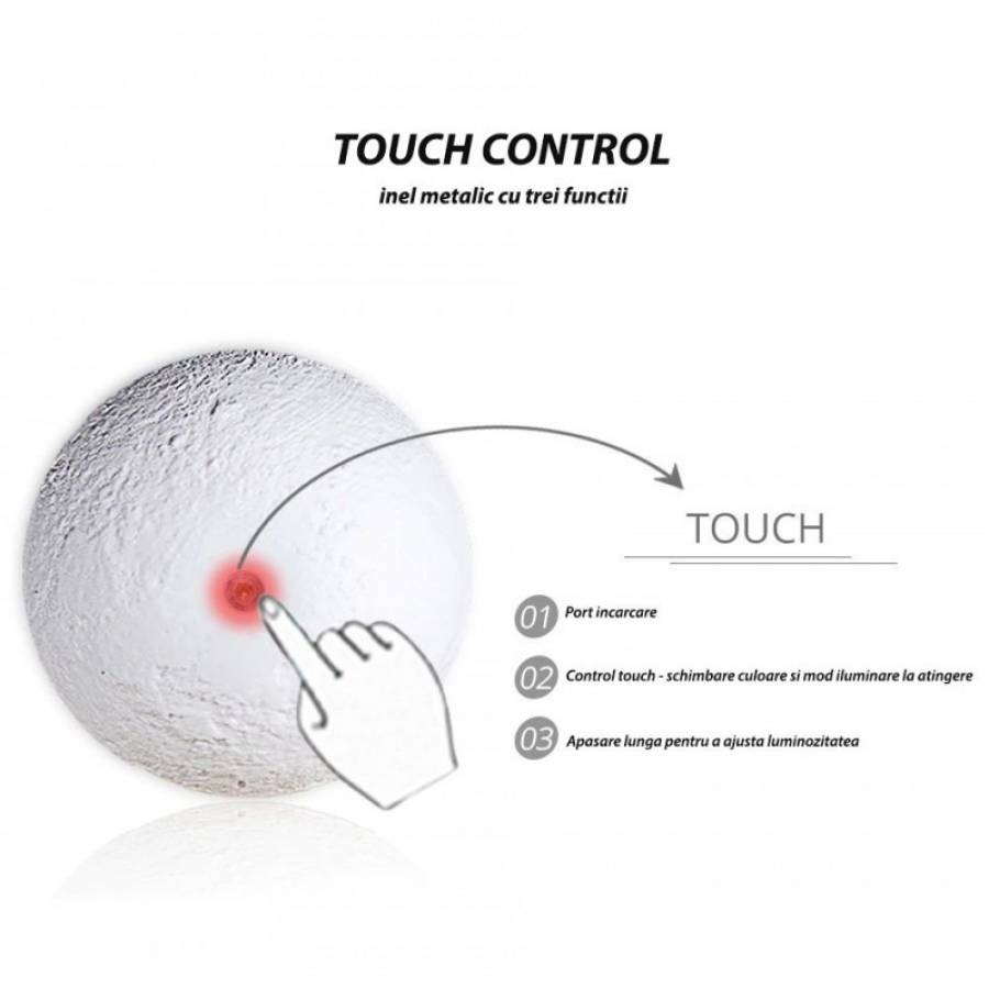 Lampa De Veghe Klausstech, Aspect Luna, 20 Cm, Portabila, Design Ergonomic, Usor De Folosit, Suport Din Lemn