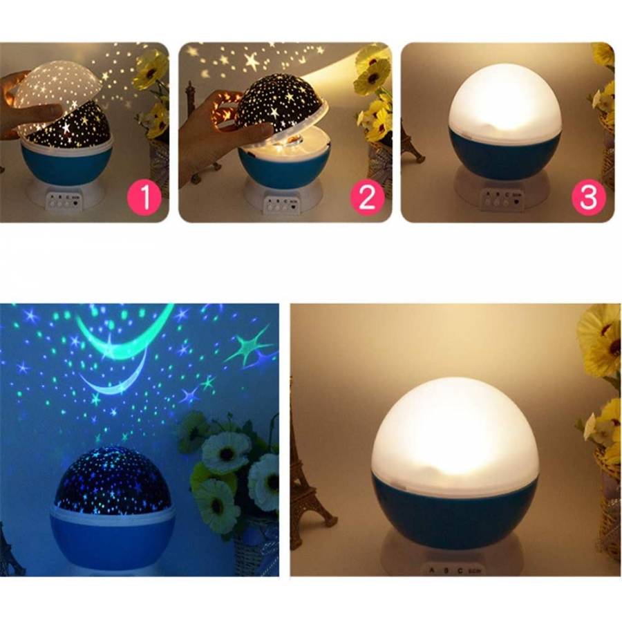 Lampa De Veghe Rotativa Klausstech, Proiectii Luminoase, Culori Interschimbabile, Lumina Led, Ideala Pentru Camera Copilului, Design Modern, Multicolor