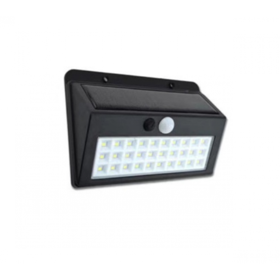 Lampa Klausstech Cu Tehnologie Led Si Incarcare Solara , Tehnologie Senzor De Miscare, 30 Corpuri De Iluminat , Protectie Waterproof Ip65 , Design Ergonomic , Negru