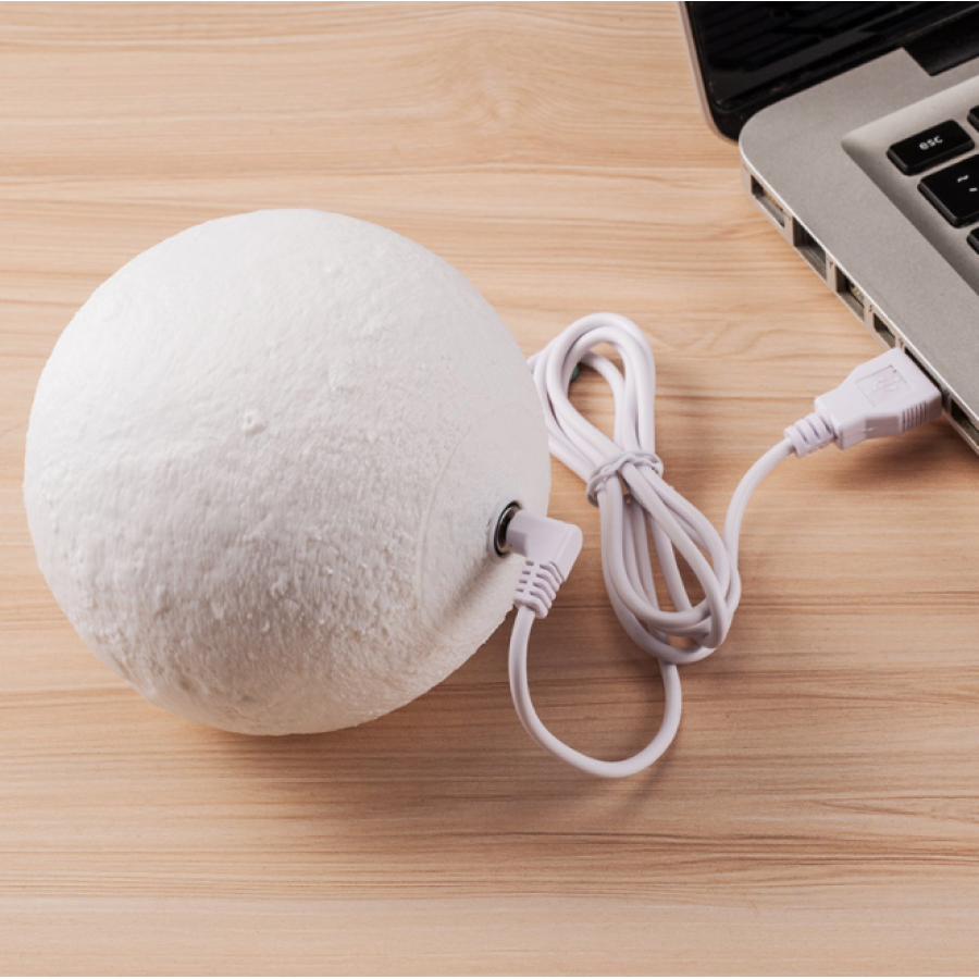 Lampa Klausstech De Veghe Cu Lumina Multicolora Led, Diametru 15 Cm, 7 Culori, Design Luna, Intensitate Reglabila, Ip20, Usb, 300 Ma, Modern, Alb