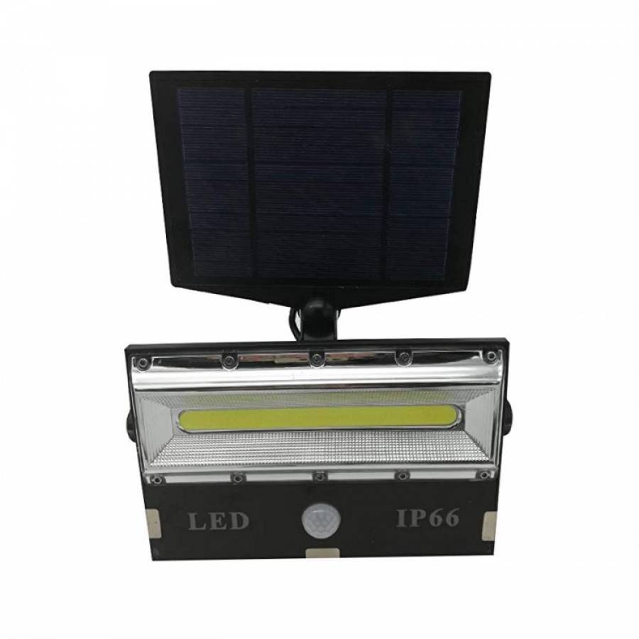 Lampa Led Cu Panou Solar Klausstech, Senzor De Miscare, Waterproof, Acumulator 4800 Mah, 50 Led-uri Incorporate, 3 Moduri De Iluminare, Design Modern, Negru