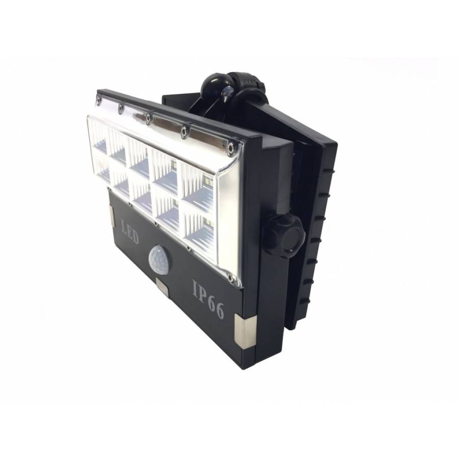 Lampa Led Cu Panous Solar Klausstech, Senzor De Miscare, Waterproof, Acumulator 4800 Mah, 50 Led-uri Incorporate, 3 Moduri De Iluminare, Halogen Exterior, Design Modern, Negru