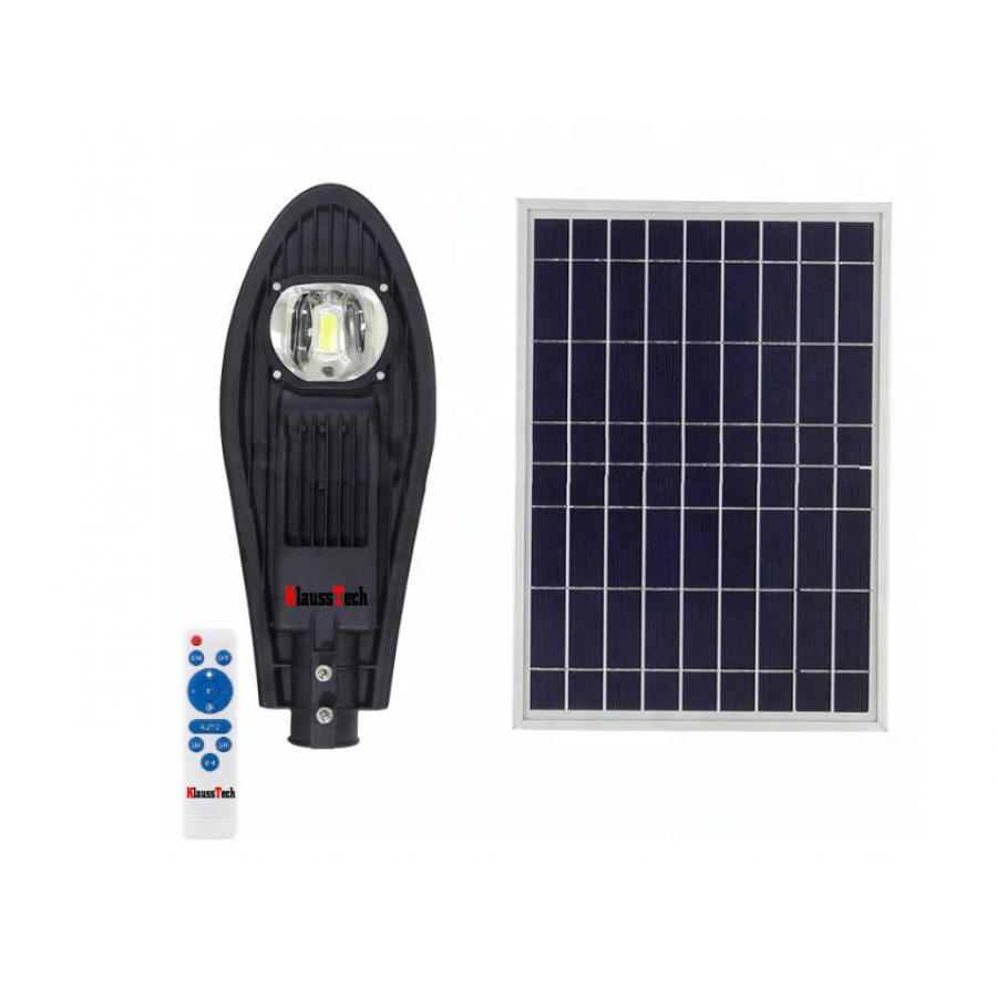 Lampa Led Klausstech, Putere 30w, Panou Solar Inclus, 2850 Lumeni, Ip65, Iluminare Pe 140 De Grade, Culoare Negru