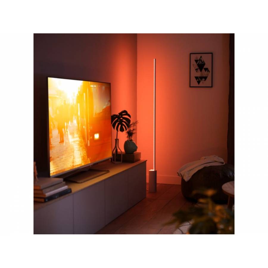 Lampa Led Pentru Pardoseala Philips, Compatibilitate Bluetooth Si Bridge, Ambianta Alba Si Culor, Control Prin Aplicatie, 32 W, Ip20, Argintiu