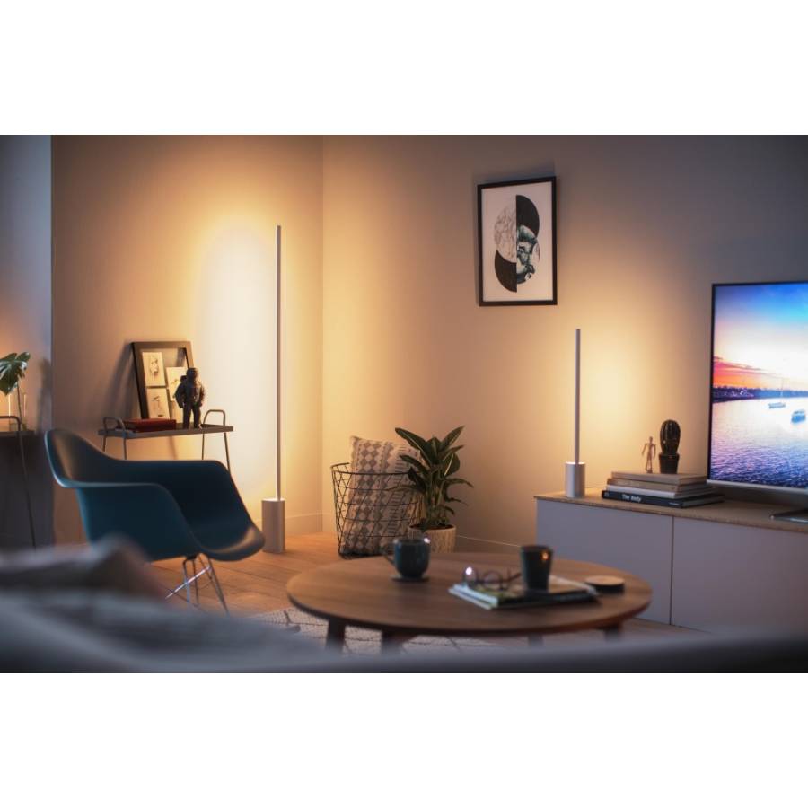 Lampa Led Pentru Pardoseala Philips, Compatibilitate Bluetooth Si Bridge, Ambianta Alba Si Culor, Control Prin Aplicatie, 32 W, Ip20, Argintiu