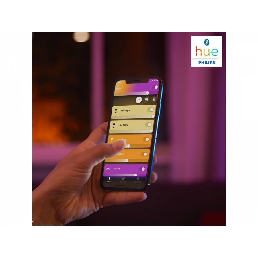 Lampa Led Rgb Philips Cu Lumina Alba Si Color, Bluetooth/bridge, Plug And Play, Sintetic Si Metal, 25000 Ore, 100 - 240 V, 50 - 60 Hz, Ip20, Auriu