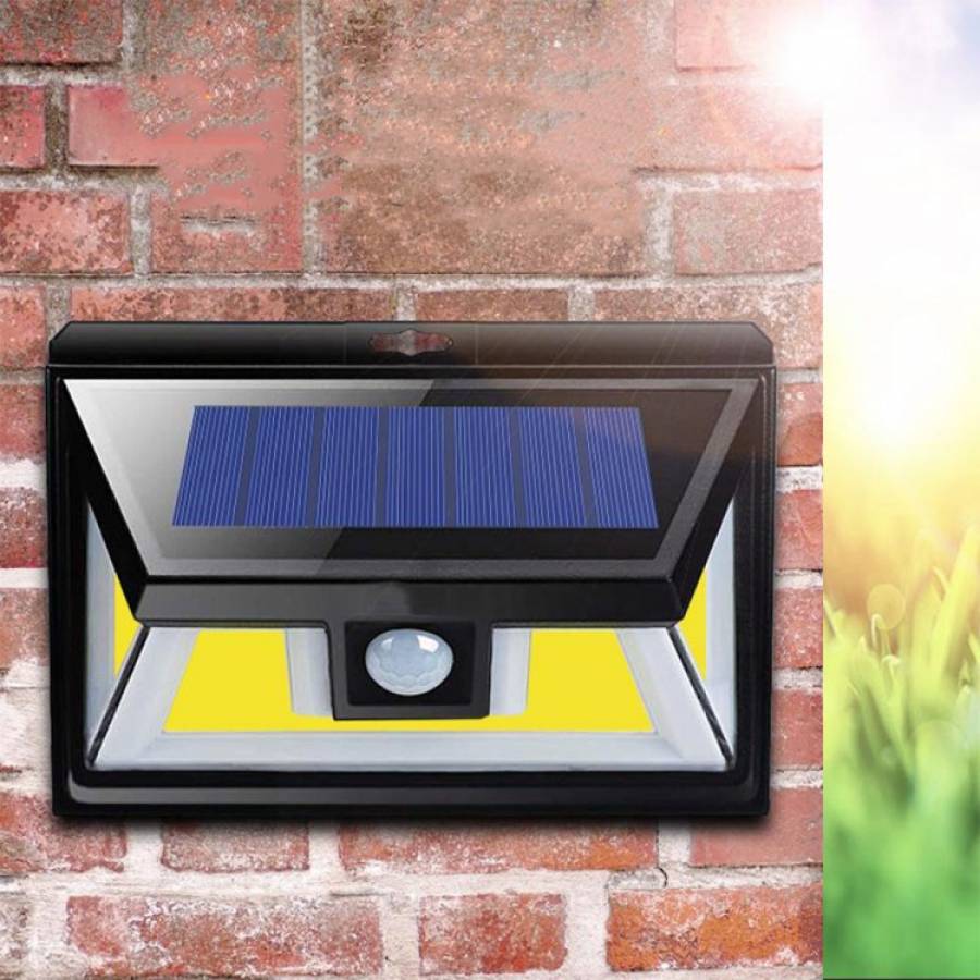 Lampa Led Solara  Klausstech Cu Senzor De Miscare Si Led Cob, Buton On/off, Detectie Miscare 10 M, 12 Cm X 5 Cm X 10 Cm, Culoare Negru