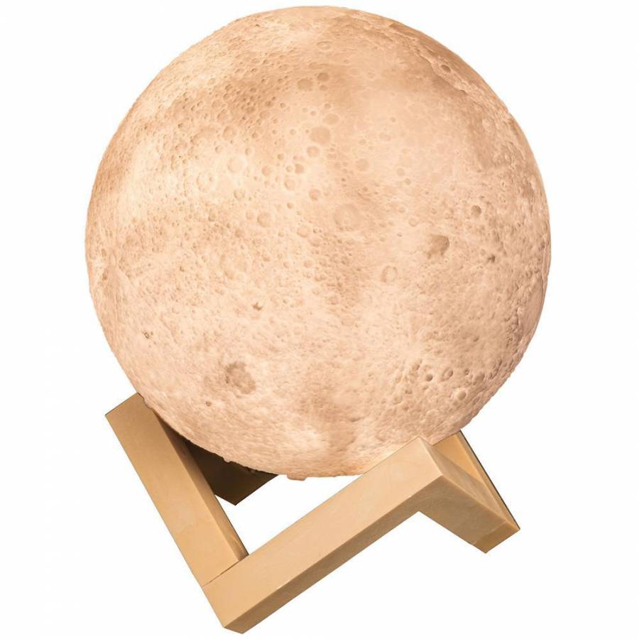 Lampa Pentru Camera Copilului, Forma De Luna Printata 3d, Suport Din Plastic, Jocuri De Lumini Led Captivante, 15 Cm, Cu Baterii, Multiolor