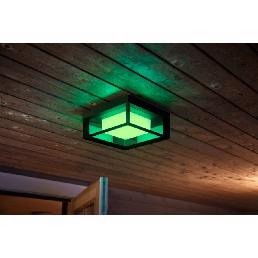 Lampa Philips De Perete Exterior Led Rgbw, Protectie Ip44, Material Aluminiu/sticla, Tehnologie Eyecomfort, 1150 Lm, Putere 15 W, Negru