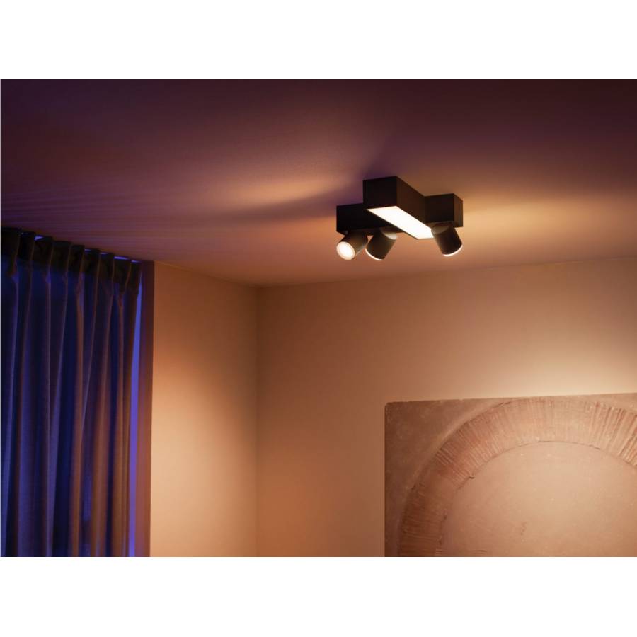 Lampa Plafon Cu 3 Spoturi Incrucisate, Bluetooth, Led Integrat, Metal, Contemporan, 15000 Ore, 2850 Lm, 2000 6500 K, 5.7 W, Negru