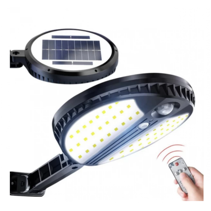 Lampa Solara Cu Senzor Klausstech, Rotunda,70 Led-uri, Rezistenta La Intemperii Si Apa, Usor De Instalat, Fara Fire, Design Compact Si Ergonomic, Negru