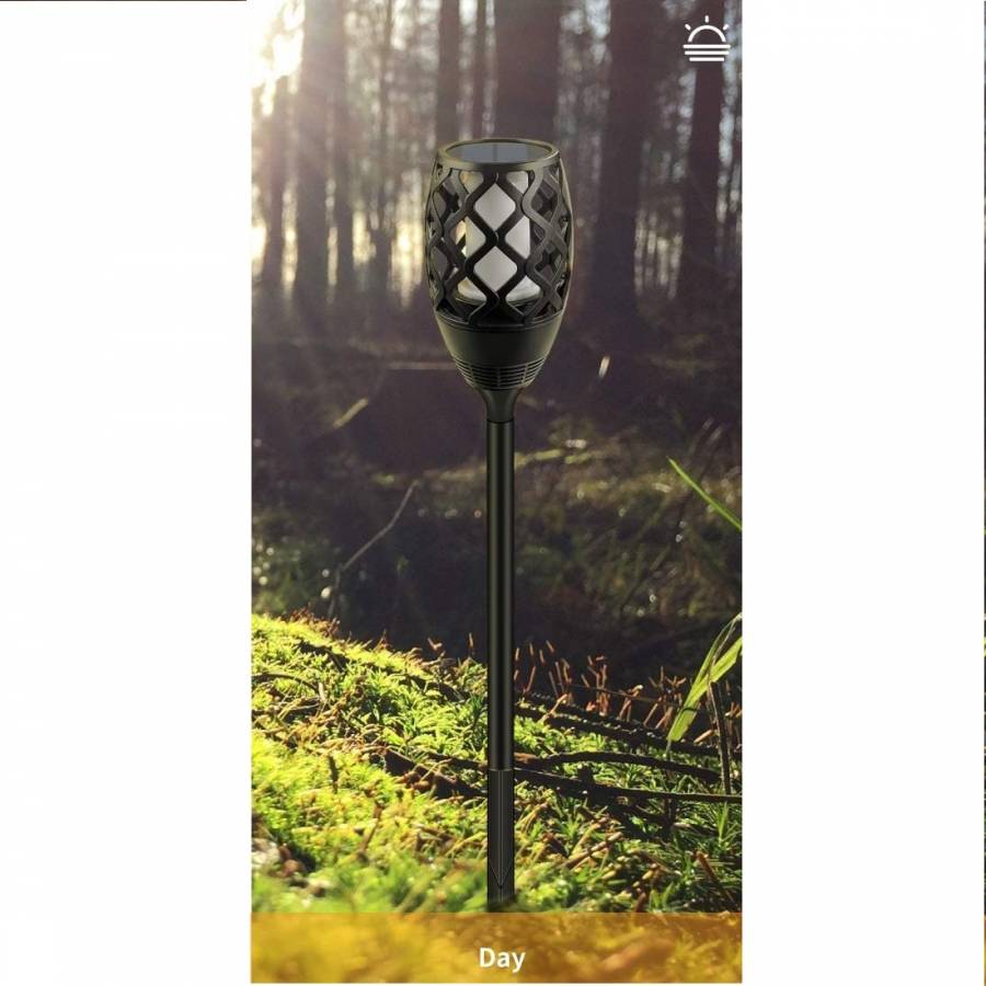 Lampa Solara De Gradina Torta, 12 Led-uri, Efect Real De Flacara, Pornire/oprire Automata, Rezistenta La Intemperii, Design Modern, Negru