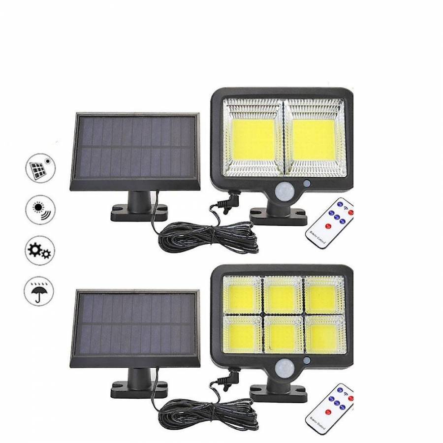 Lampa Solara De Perete Klausstech, 6 Compartimente Luminoase, Incarcare Solara, 260 Lumeni, Senzor De Miscare, Baterie De 1200mah, Ajustare La 360°, Lumina Alb-cald, Negru