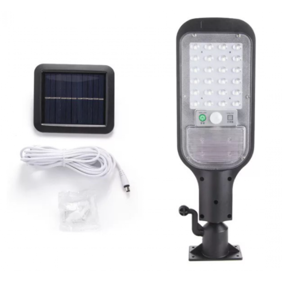 Lampa Solara De Strada Klausstech, Material Abs, Tehnologie Senzor De Miscare, 24 Surse De Iluminare Led, Baterie Inclusa 2400 Mah, 5 V, Culoare Negru