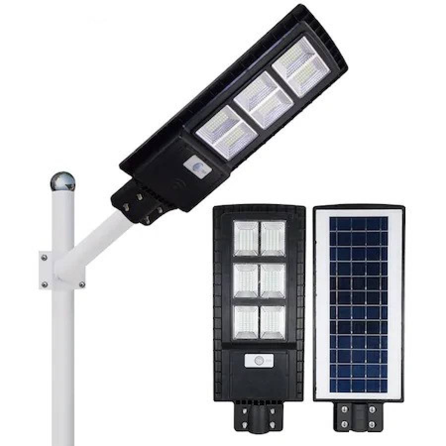 Lampa Solara Klausstech, 150w, 6 Compartimente Luminoase, Cu Panou Solar, Telecomanda Cu Multiple Functii, Temporizator, Negru