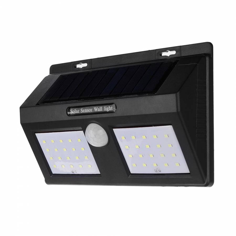 Lampa Solara Klausstech, Portabila Cu Suport De Montare Pe Perete Locuintei , Iluminare Stradala , Functia Senzor De Miscare Incorporata , Baterie 3.7v 1200mah , 40 De Led-uri Luminoase