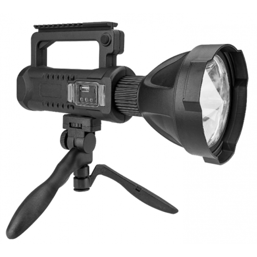 Lanterna Led KlaussTech Reincarcabila, Functie Powerbank, Trepied Inclus, 4 Moduri Iluminare, 4000 Lumeni, 40 W, Incarcare Telefon, Negru