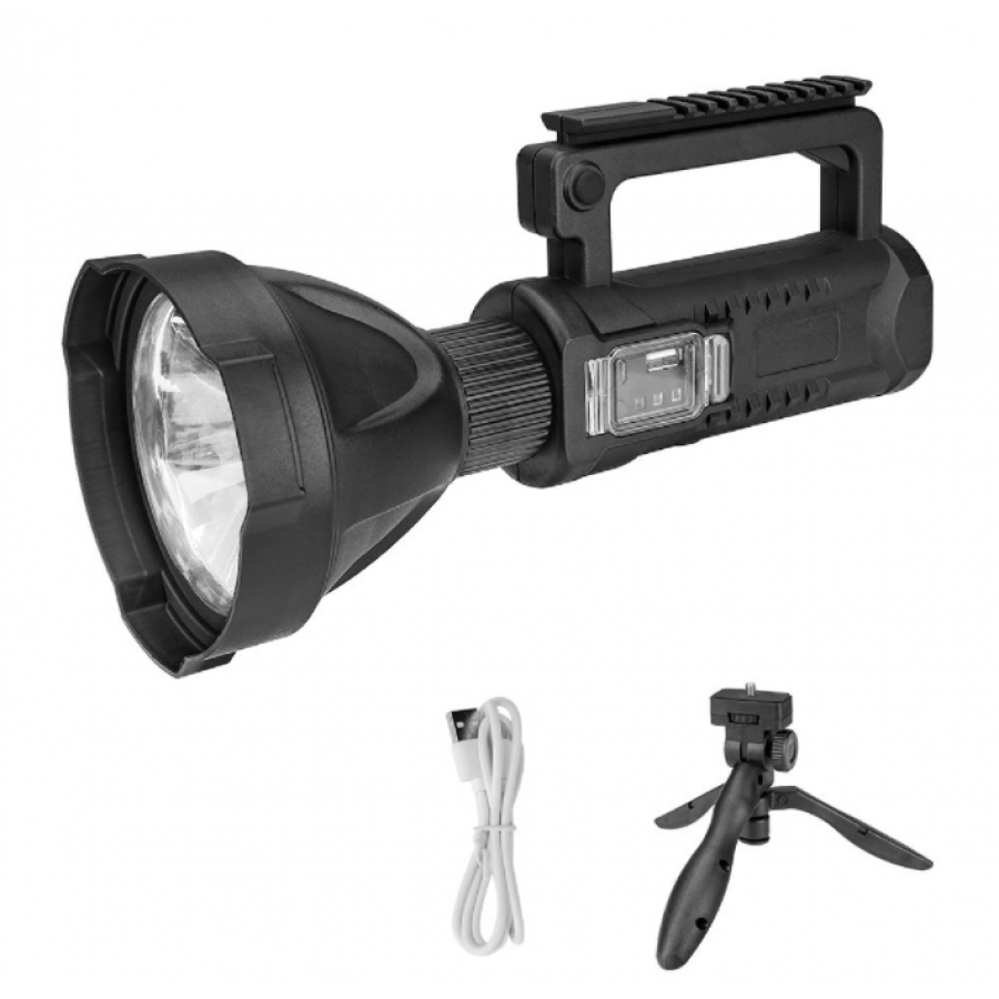 Lanterna Led Klausstech Tehnologie Powerbank, Reincarcabila, 4 Moduri Iluminare, 2500 Lumeni, 20 W, Luminare 250 M, Trepied De Sustinere, Incarcare Telefon, Negru