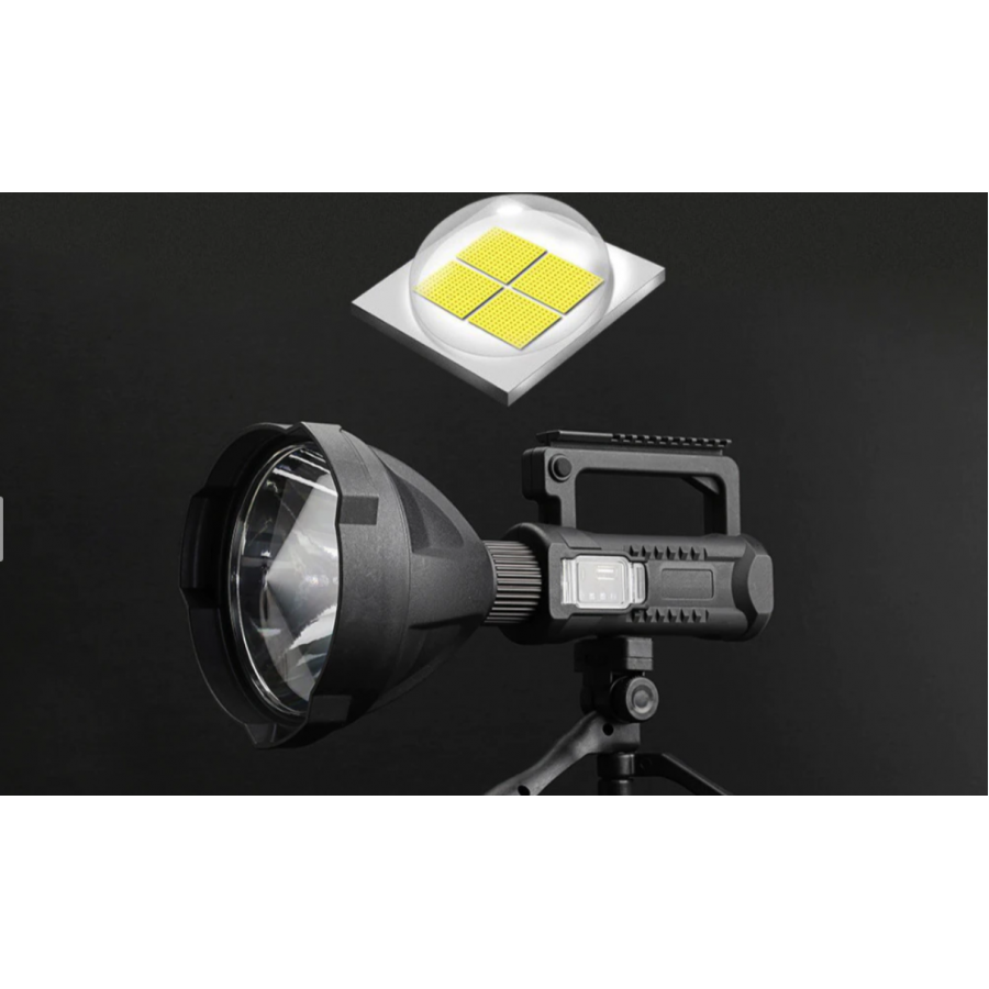 Lanterna Led Klausstech Tehnologie Powerbank, Reincarcabila, 4 Moduri Iluminare, 2500 Lumeni, 20 W, Luminare 250 M, Trepied De Sustinere, Incarcare Telefon, Negru