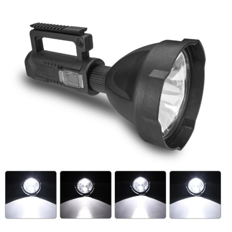 Lanterna Led Klausstech Tehnologie Powerbank, Reincarcabila, 4 Moduri Iluminare, 2500 Lumeni, 20 W, Luminare 250 M, Trepied De Sustinere, Incarcare Telefon, Negru