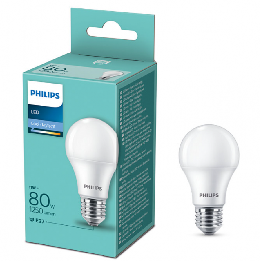 Led Bec Cu Lumina Naturala Rece, Soclu E27, Putere 11 W, 1250 Lm, Autonomie 10000 H, Temperatura 6500 K, Putere Echivalenta 80w, Alb