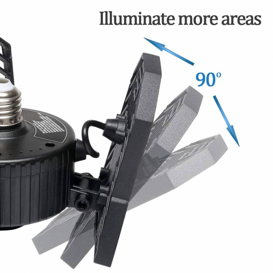 Lumina De Garaj Klausstech, Lumina Led Cu Mai Multe Directii , 6000 Lumeni, Iluminare De Garaj Tribright , Putere  60w , Lumina De Tavan Pentru Subsol Garaj , Negru