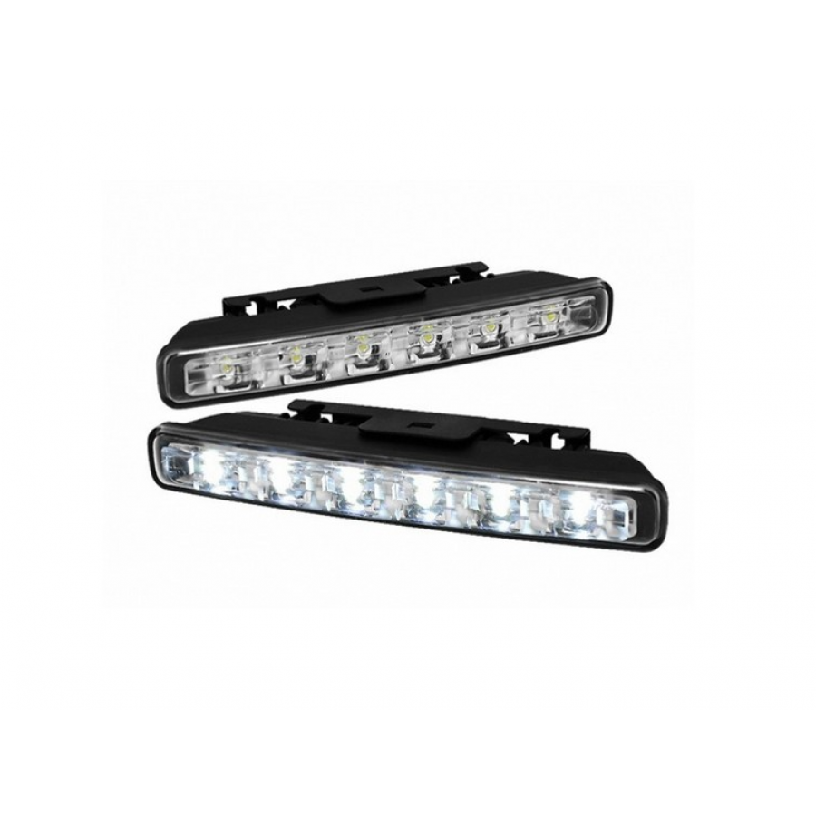 Lumini De Zi Led Drl Klausstech, Pentru Autoturisme, Impermeabile, Lumina Alba 6000k, Lumina Puternia, 6 Led-uri, Carcasa Neagra