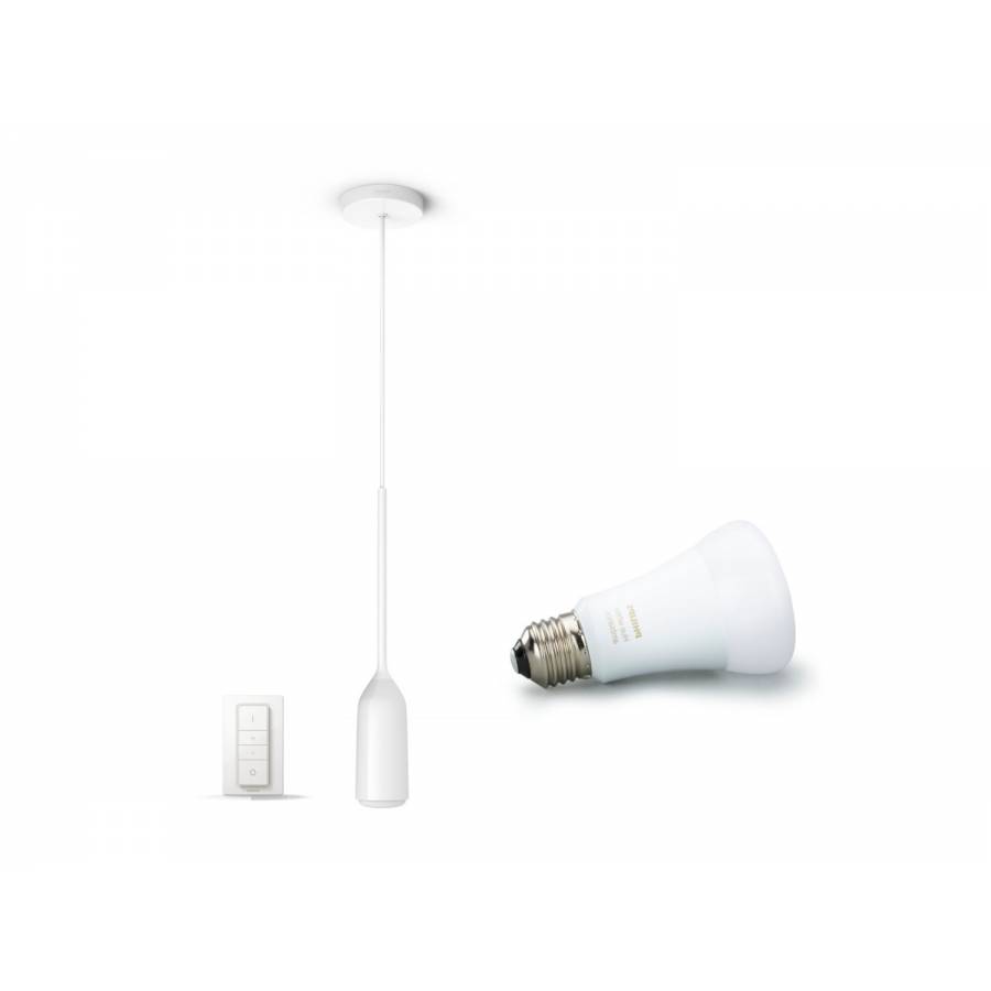 Lustra Philips Cu Led Soclu E27 Cu Ambianta Alba, Metal, Zigbee, 806 Lm, Alimentare 230 V, Autonomie 25000 Ore, 2200 - 6500 K, Alb