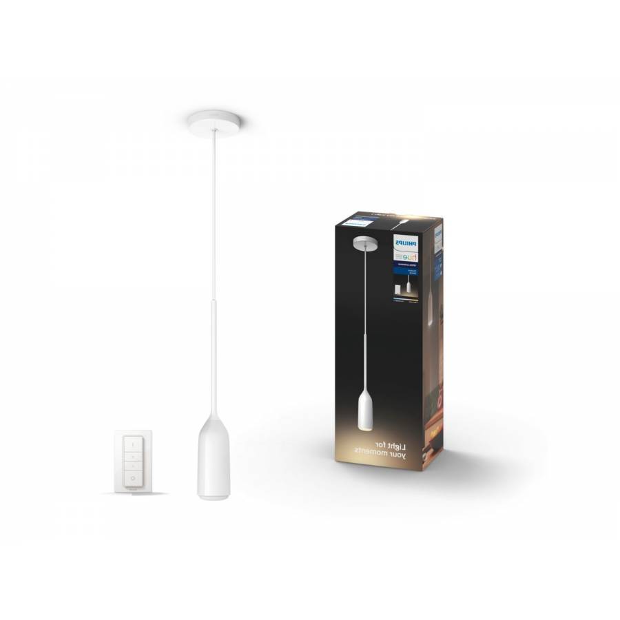 Lustra Philips Cu Led Soclu E27 Cu Ambianta Alba, Metal, Zigbee, 806 Lm, Alimentare 230 V, Autonomie 25000 Ore, 2200 - 6500 K, Alb