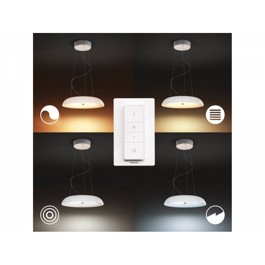 Lustra Philips Led Cu Bluetooth, Zigbee Light Link, Hue Switch, Lumina Difuza, 3000 Lm, 25000 Autonomie, 33.5 W, Metal, Ip20, Alb