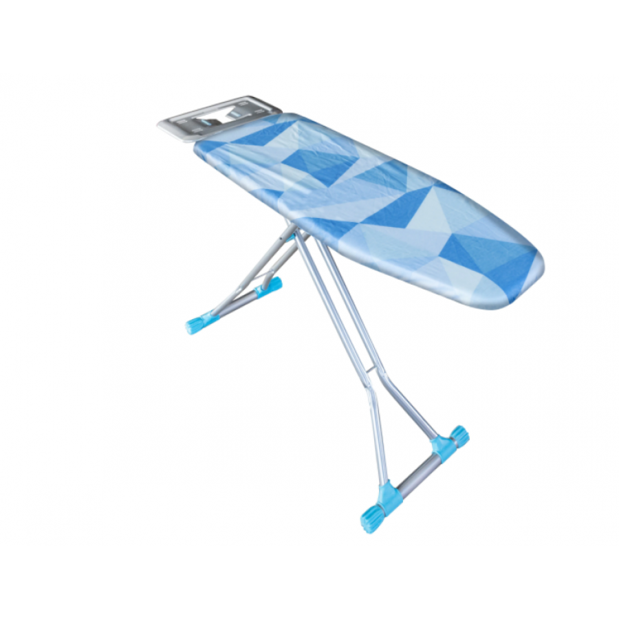 Masa De Calcat KlaussTech, Cadru Din Metal, Suport Pentru Fierul De Calcat, Blat Metalic, Inaltime Reglabila, Design Abstract, Albastru