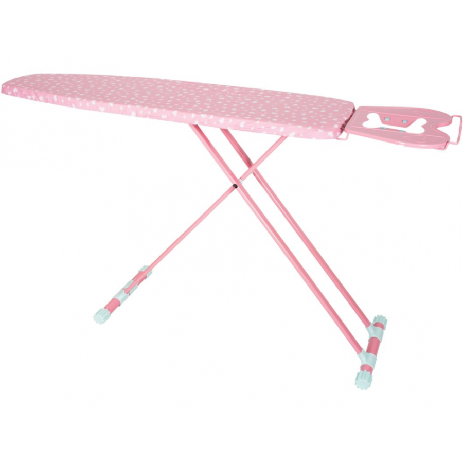 Masa De Calcat, Cadru Din Metal, Suport Pentru Fierul De Calcat, Blat Tabla, Inaltime Reglabila,  Priza Pentru Fierul De Calcat, Husa Cu Imprimeu , Roz