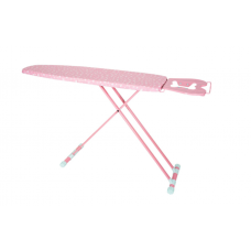 Masa De Calcat Cu Husa Imprimeu, Suport Fier De Calcat, Cadru Metalic, Priza Pentru Fier, Blat Din Tabla, Reglare Inaltime, Roz