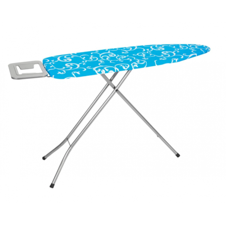 Masa De Calcat Cu Imprimeu, Cadru Din Metal, Blat Metalic, Suport Pentru Fier, Picioare Antiderapabile, Inaltime Reglabile, Design Modern, Albastru