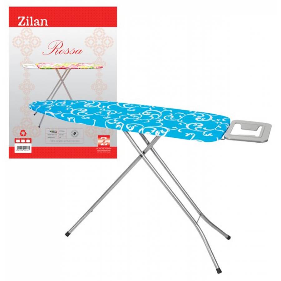 Masa De Calcat Cu Imprimeu, Cadru Din Metal, Blat Metalic, Suport Pentru Fier, Picioare Antiderapabile, Inaltime Reglabile, Design Modern, Albastru