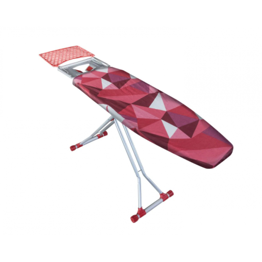 Masa De Calcat Klausstech, Cadru Din Metal, Suport Pentru Fierul De Calcat, Blat Metalic, Inaltime Reglabila, Design Abstract, Rosu