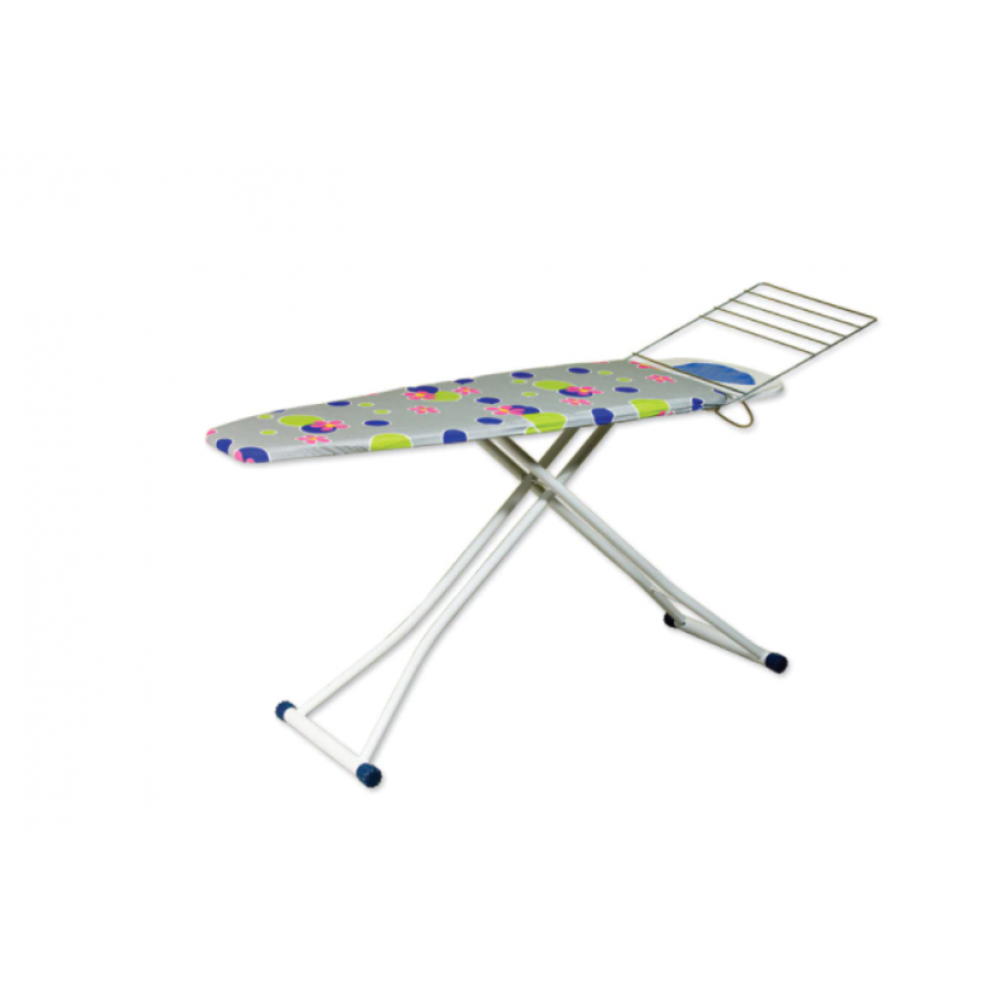 Masa De Calcat KlaussTech, Cadru Din Metal, Suport Pentru Fierul De Calcat, Blat Metalic, Suport Pentru Rufe,  Priza Pentru Fierul De Calcat, Husa Cu Imprimeu , Gri