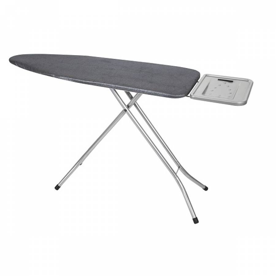 Masa De Calcat Moderna KlaussTech Cu Suport Pentru Fierul De Calcat, Cadru Din Metal, Inaltime Reglabila, Blat Metalic, Priza Pentru Fier, Husa Imprimeu, Gri