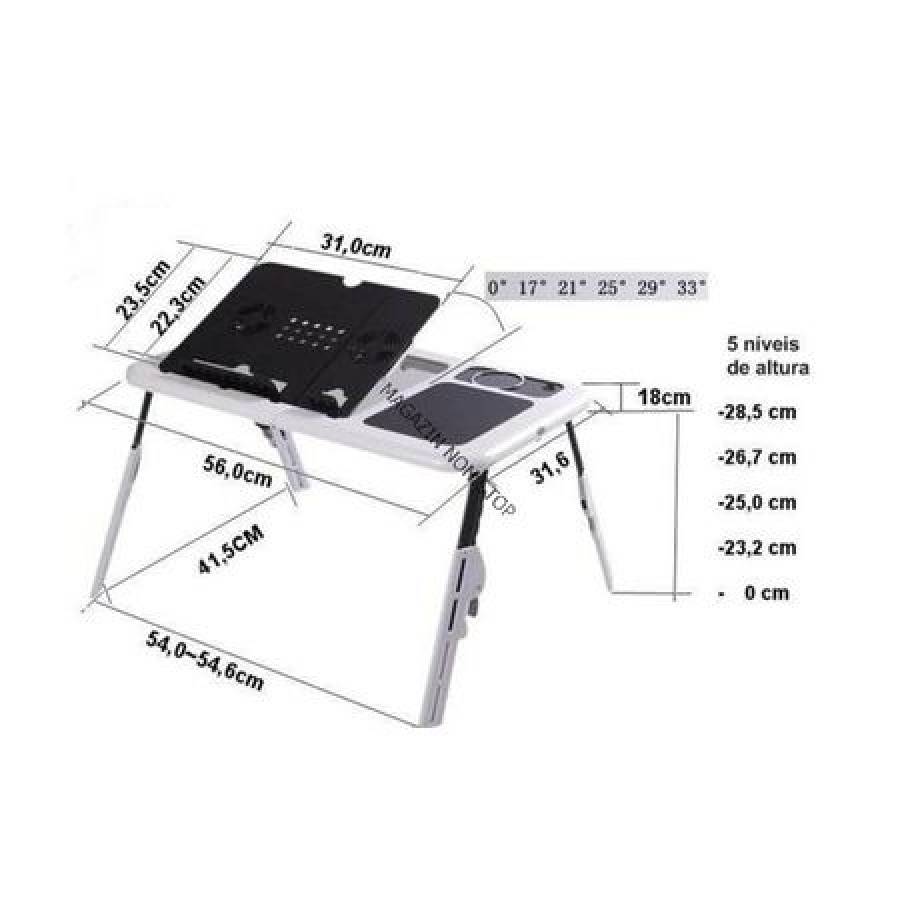 Masa Multifunctionala Klausstech Pentru Laptop, 2 Ventilatoare Incluse, Mousepad Inclus, Design Compact, Alb&negru
