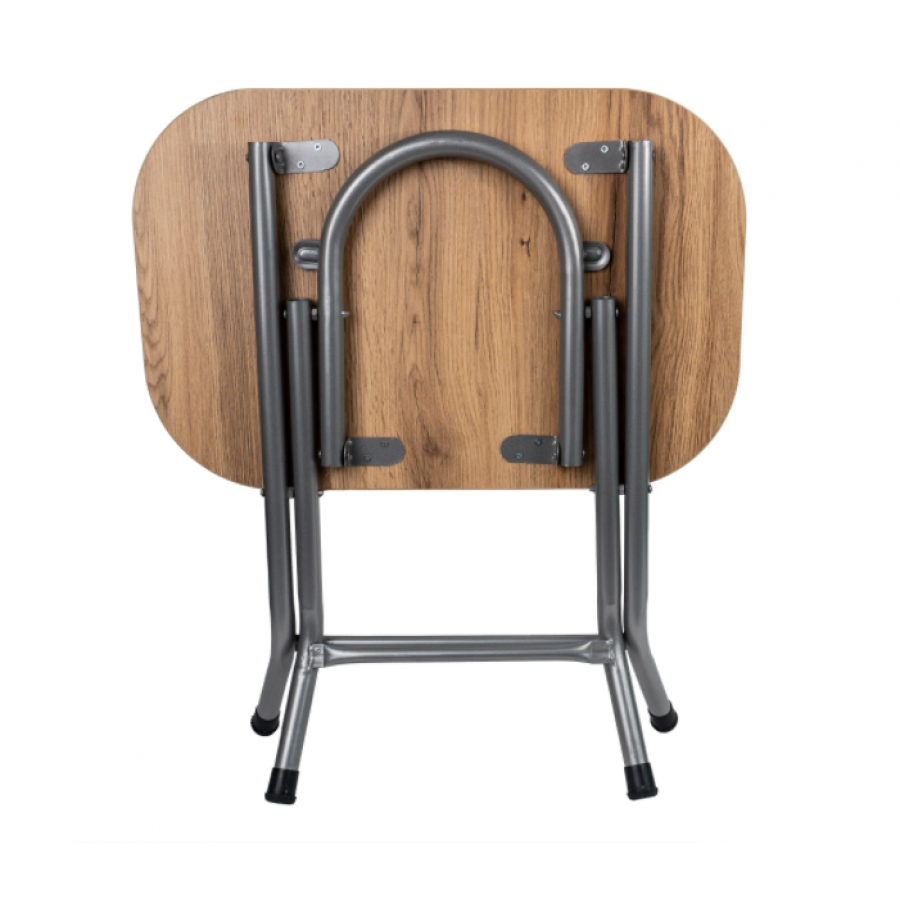 Masa Pliabila KlaussTech, Mdf, Cadru Din Metal, Dimensiune 40x60cm, Destinata Pentru Casa Sau Camping, Design Clasic, Usor De Manevrat Si Depozitat, Culoare Stejar
