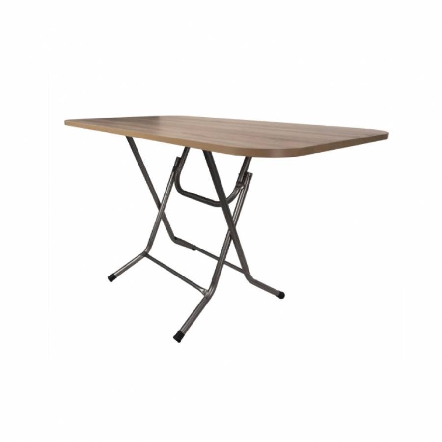 Masa Pliabila KlaussTech, Mdf, Cadru Din Metal, Dimensiune 70x120cm, Destinata Pentru Casa Sau Camping, Design Clasic, Usor De Manevrat Si Depozitat, Culoare Stejar