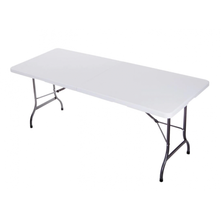 Masa Pliabila Pentru Gradina/terasa Sau Curte, Forma Dreptunghiulara, Material Structura Otel, Blat Din Plastic, Usor De Curatat, 180x70x74 Cm, Culoare Alb