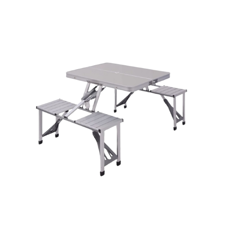 Masa Si Scaune Pliabile, Aluminiu, Destinat Pentru 4 Persoane, Ideal Pentru Picnic Si Camping, Argintiu